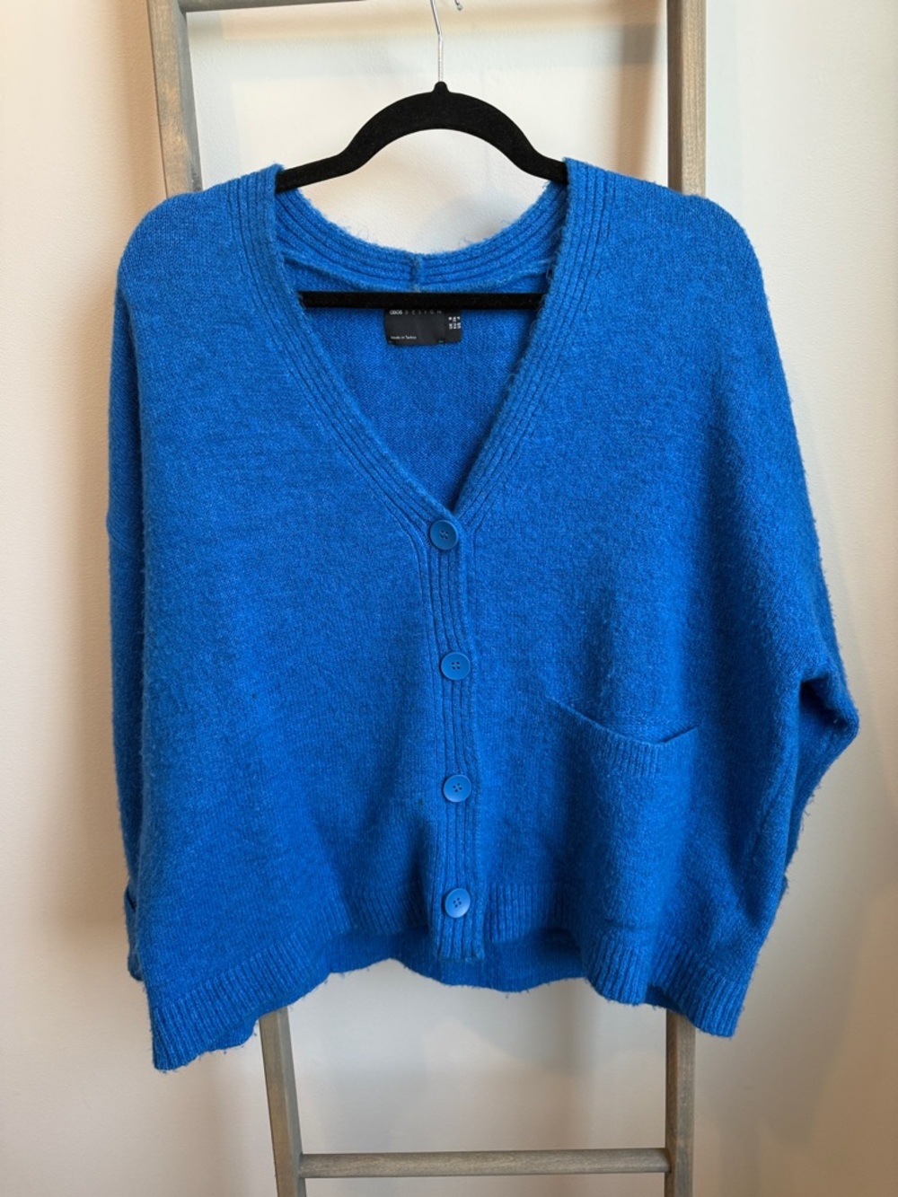 ASOS Electric Blue V-Neck Button Front Cardigan